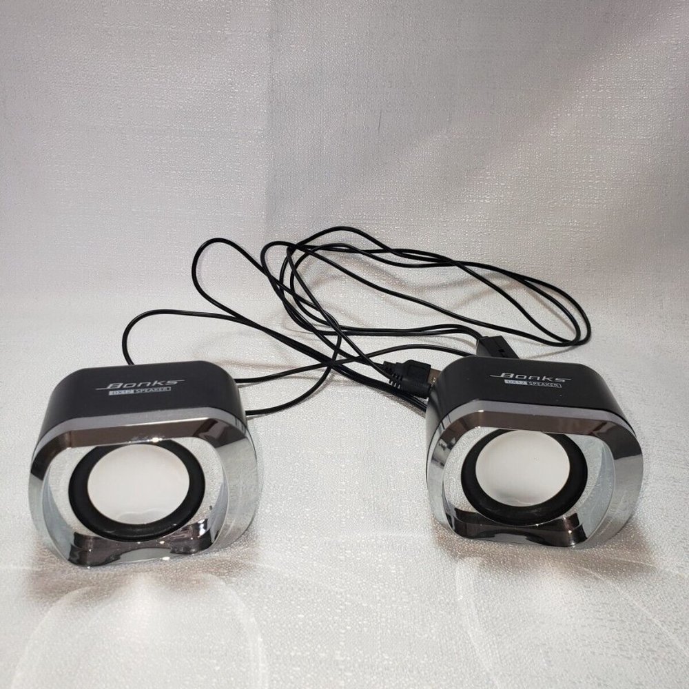 Bonks DX-12 Mini USB-Powered Computer Speakers - Black, w/Volume Control Dial